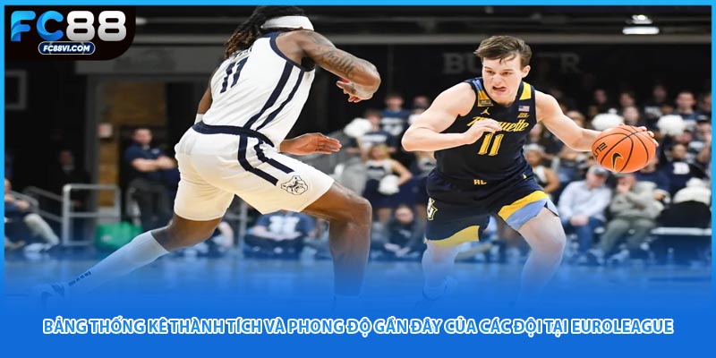 Bảng thống kê thành tích và phong độ gần đây của các đội tại EuroLeague