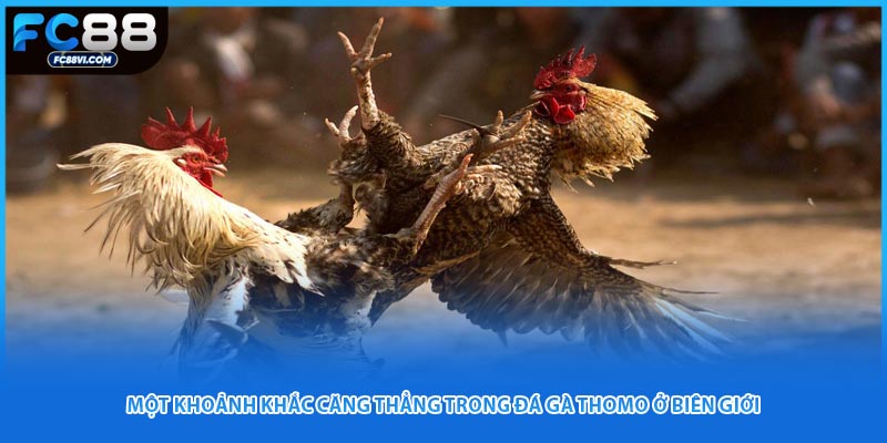 Một khoảnh khắc căng thẳng trong đá gà thomo ở biên giới